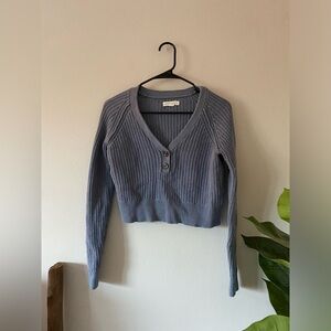 Aeropostale Blue Periwinkle V-Neck Henley Button Twee Preppy Sweater size XS